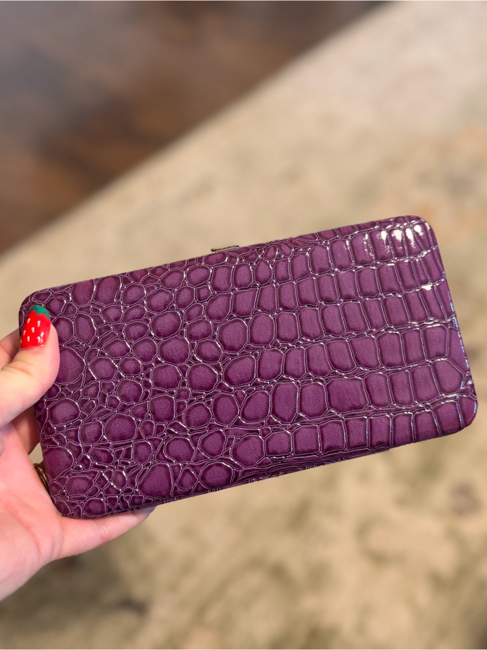 Purple Croc-Embossed Wallet